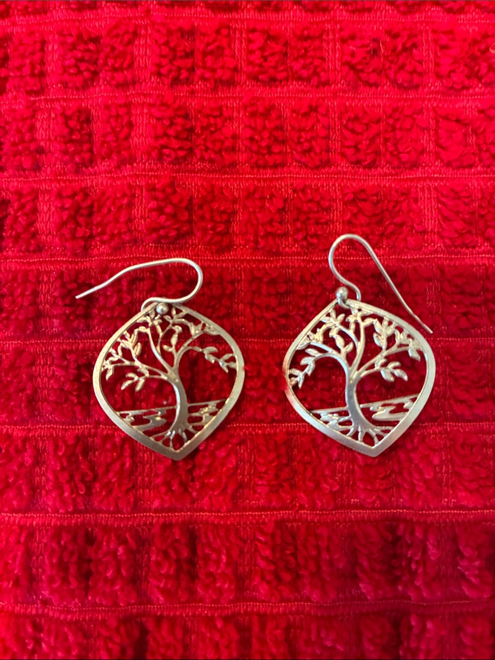 Hand Crafted Silver Tree of Life Drop Earrings - Picture 1 of 1